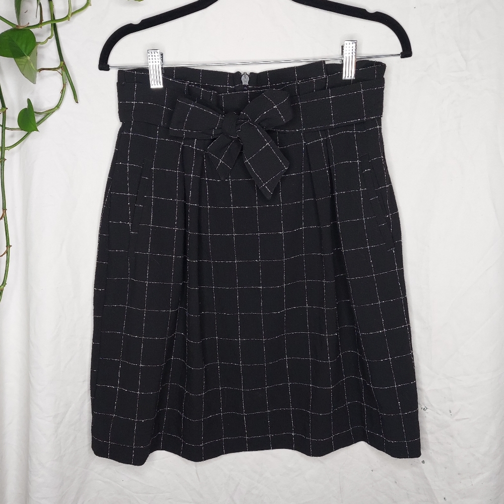 High Waisted Paperbag Plaid Skirt